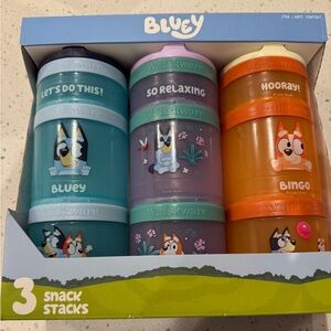 Bluey set of 3 stackable snack containers NWT